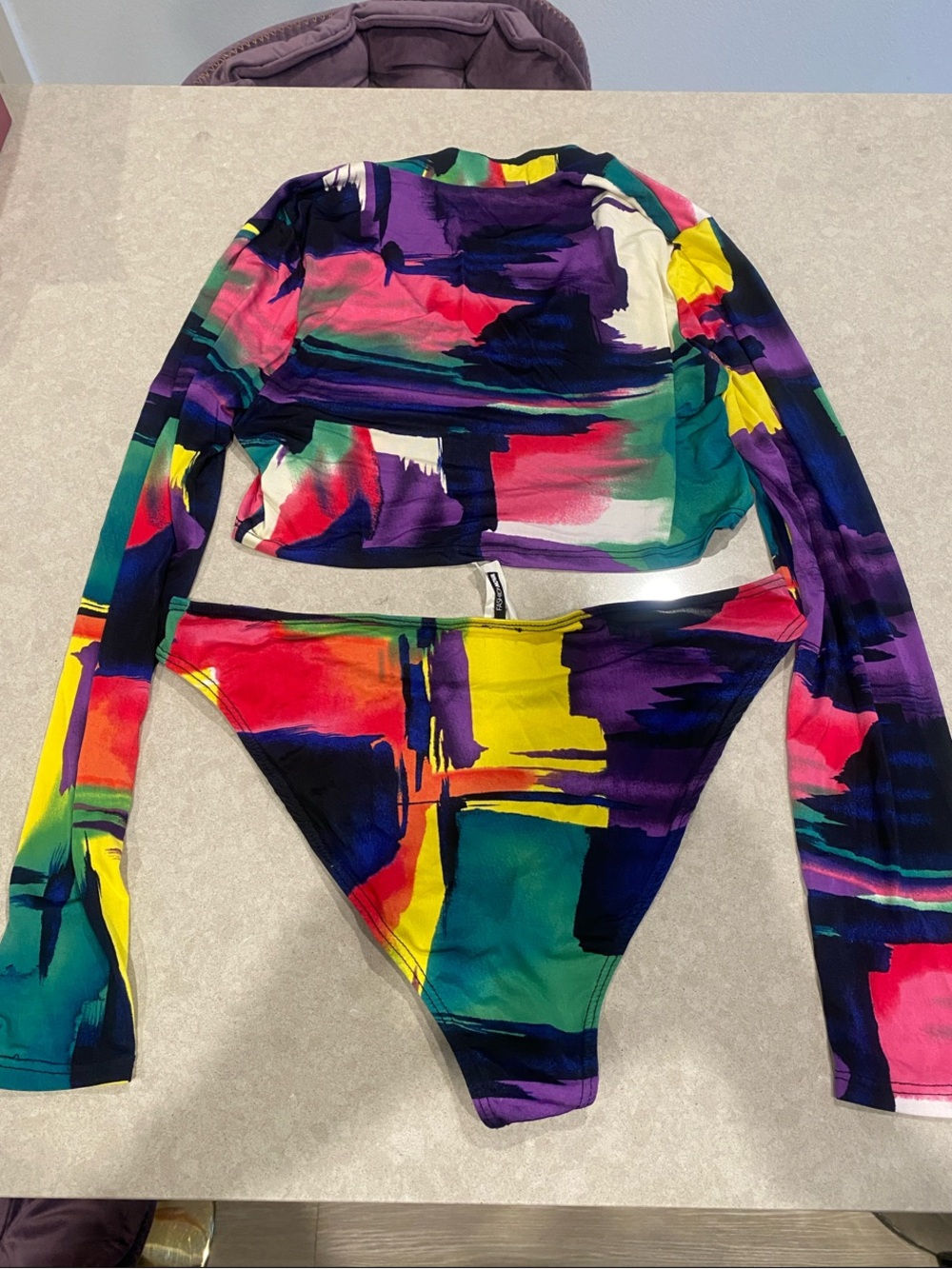 Fashion Nova Multicolor Long-Sleeve Bikini Set